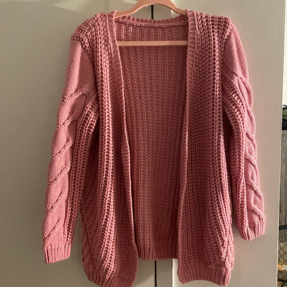 Oversized Knitted Pink Cardigan